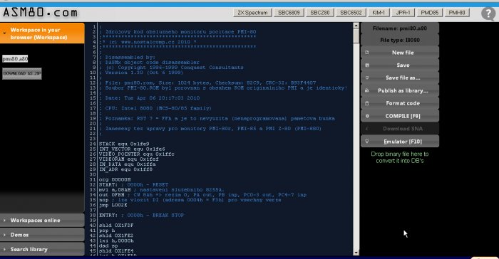 ASM80 az online assembler