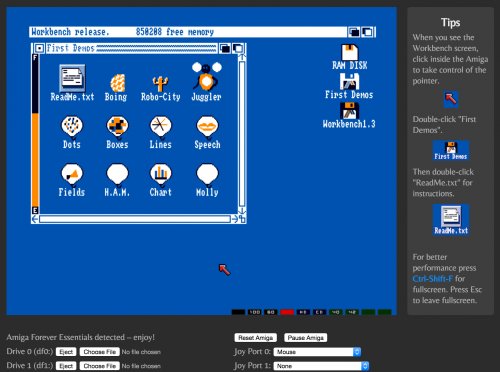 Amiga 500 emulator Chrome alatt